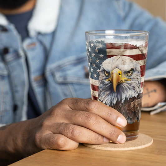 American Bald Eagle Flag Pint Glass
