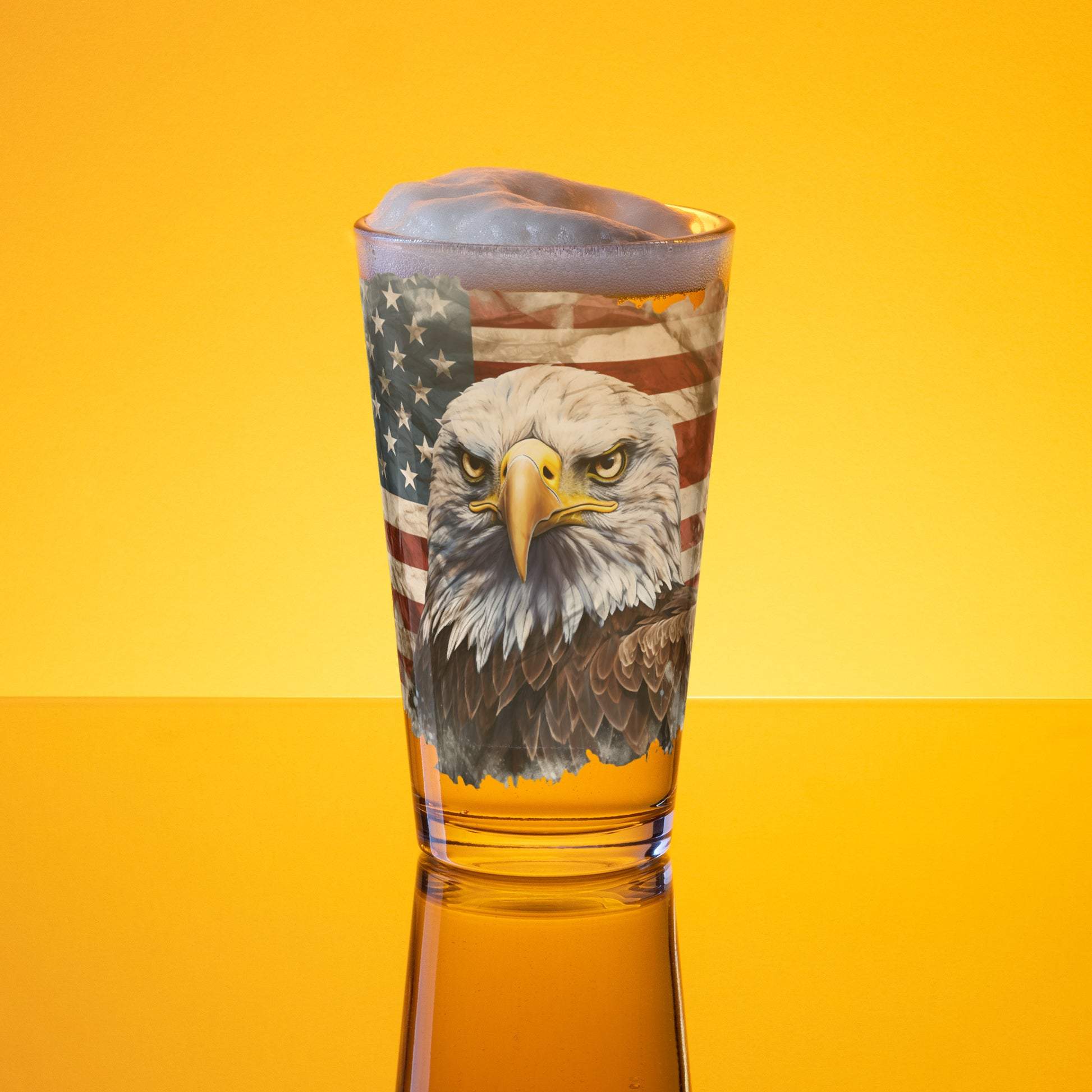 American Flag & Bald Eagle Pint Glass
