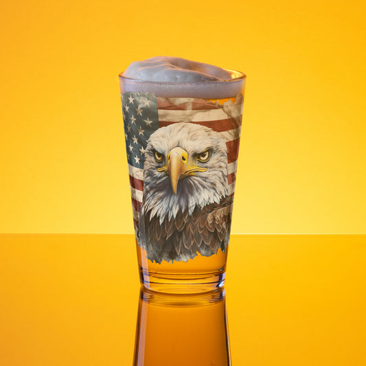 American Flag & Bald Eagle Pint Glass