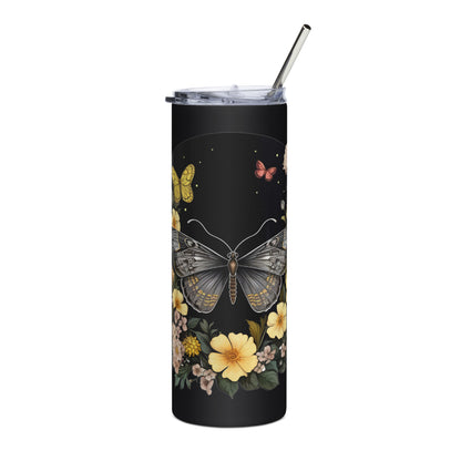 Butterfly & Flowers Stainless Steel Tumbler
