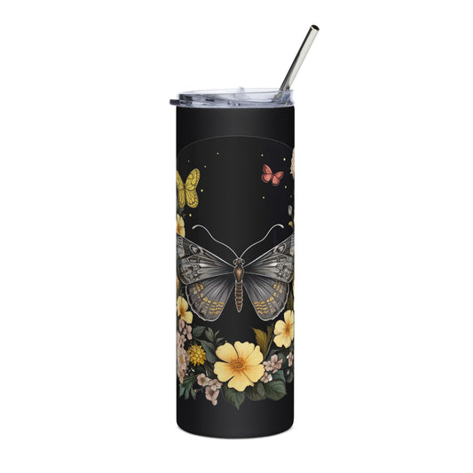 Butterfly & Flowers Stainless Steel Tumbler