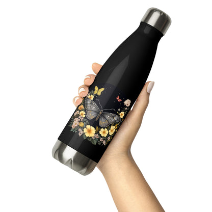 Butterfly & Flowers Stainless Steel Bottle