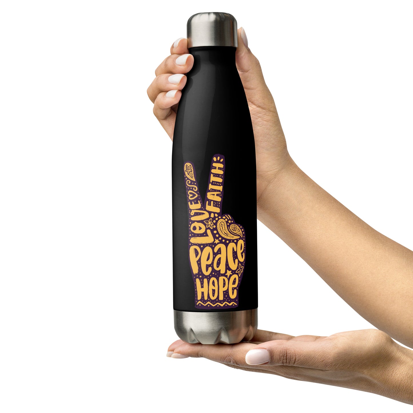 Peace Sign Stainless Steel Water Bottle