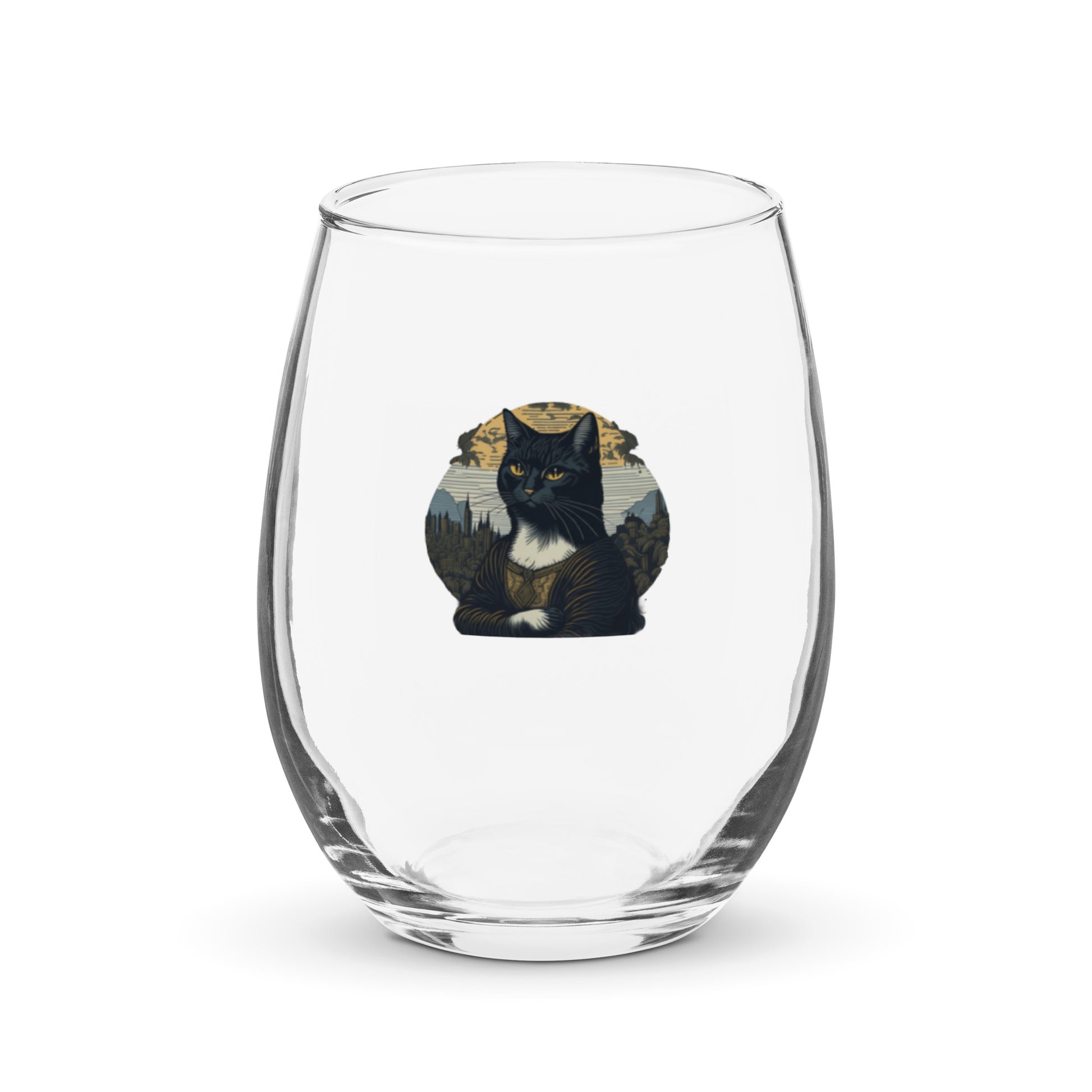 Mona Lisa Cat Wine Glass