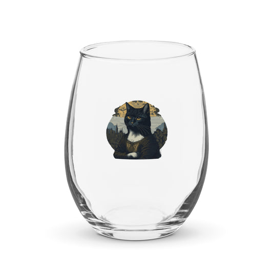 Mona Lisa Cat Wine Glass