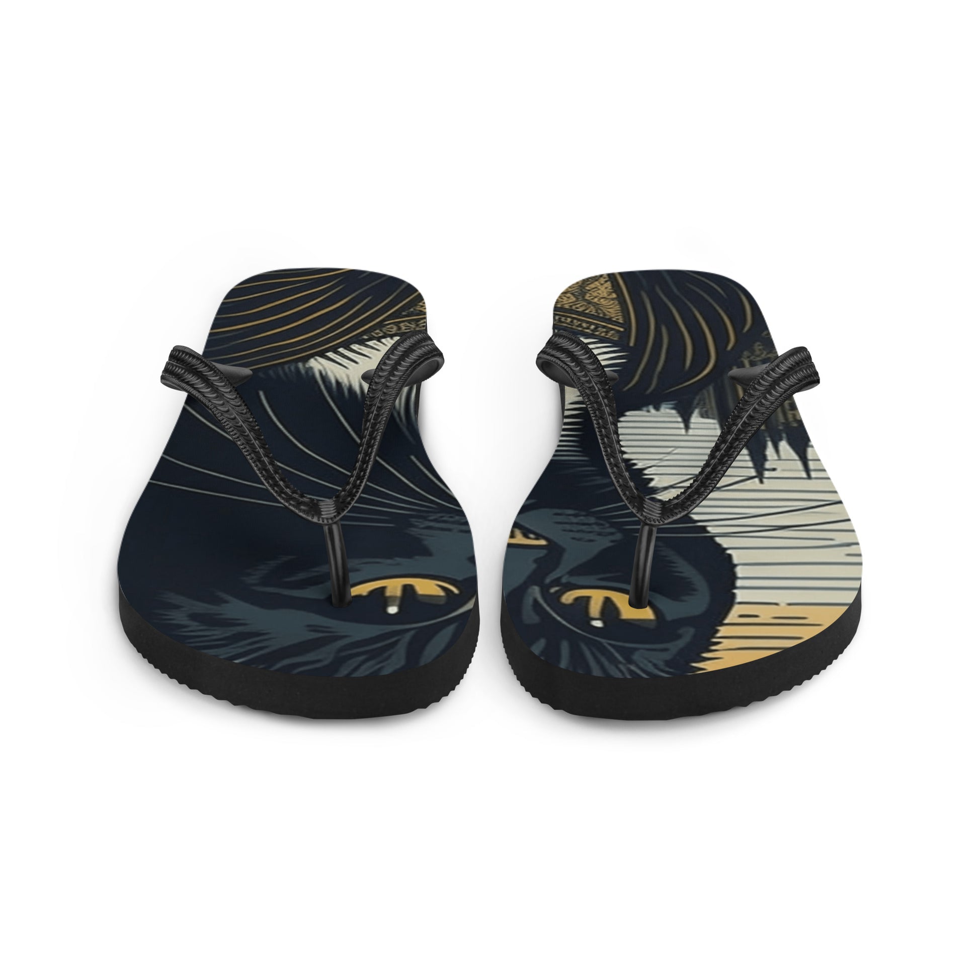 Mona Lisa Cat Flip Flops