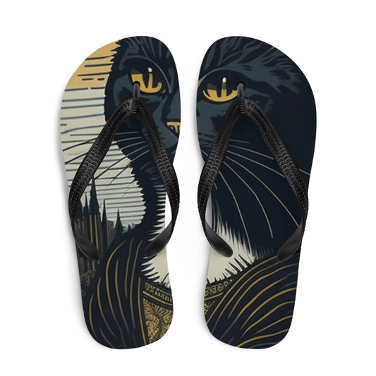 Mona Lisa Cat Flip Flop Sandals