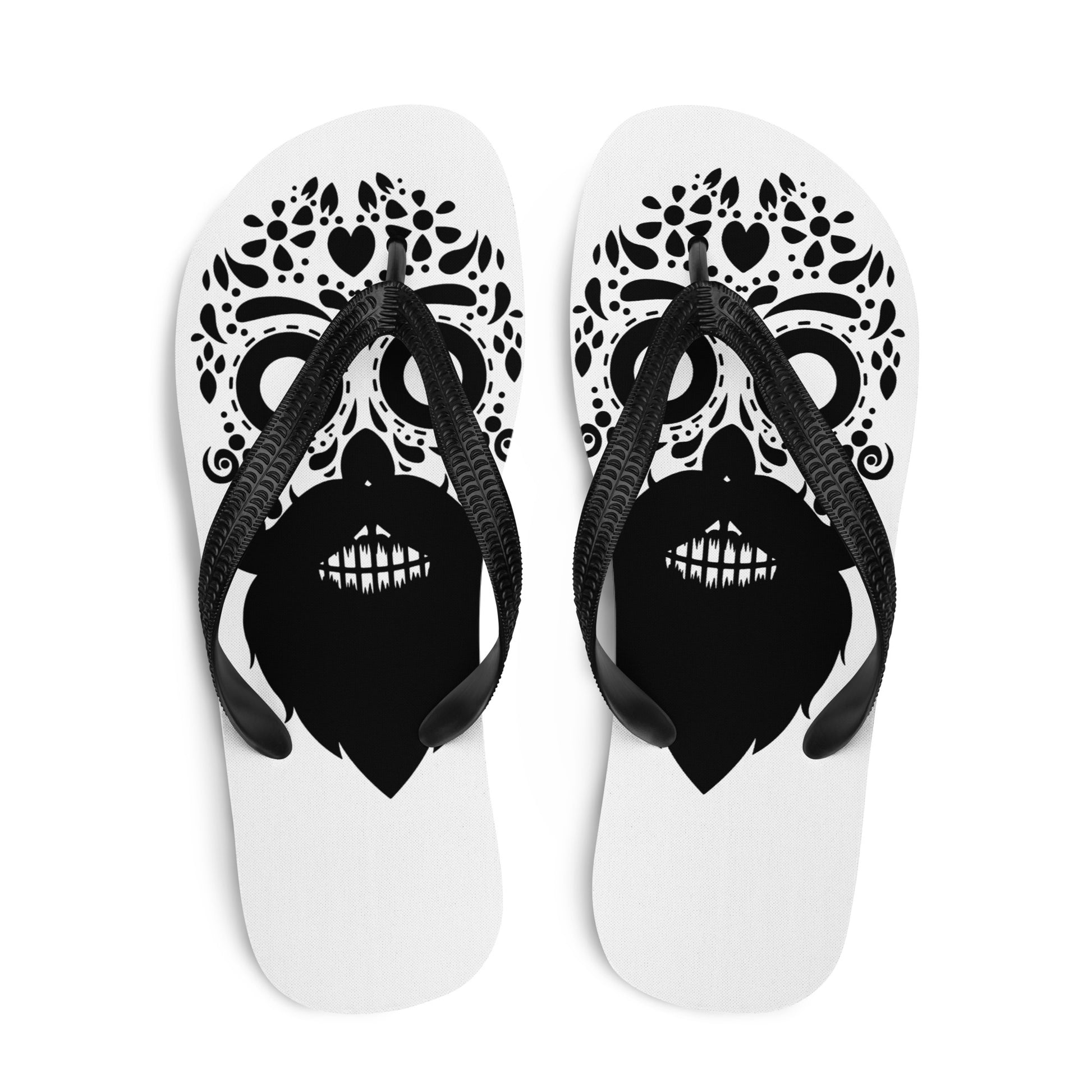 Bearded Sugar Skull Flip-Flops
