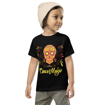 Cinco De Mayo Floral Sugar Skull Toddler T-Shirt