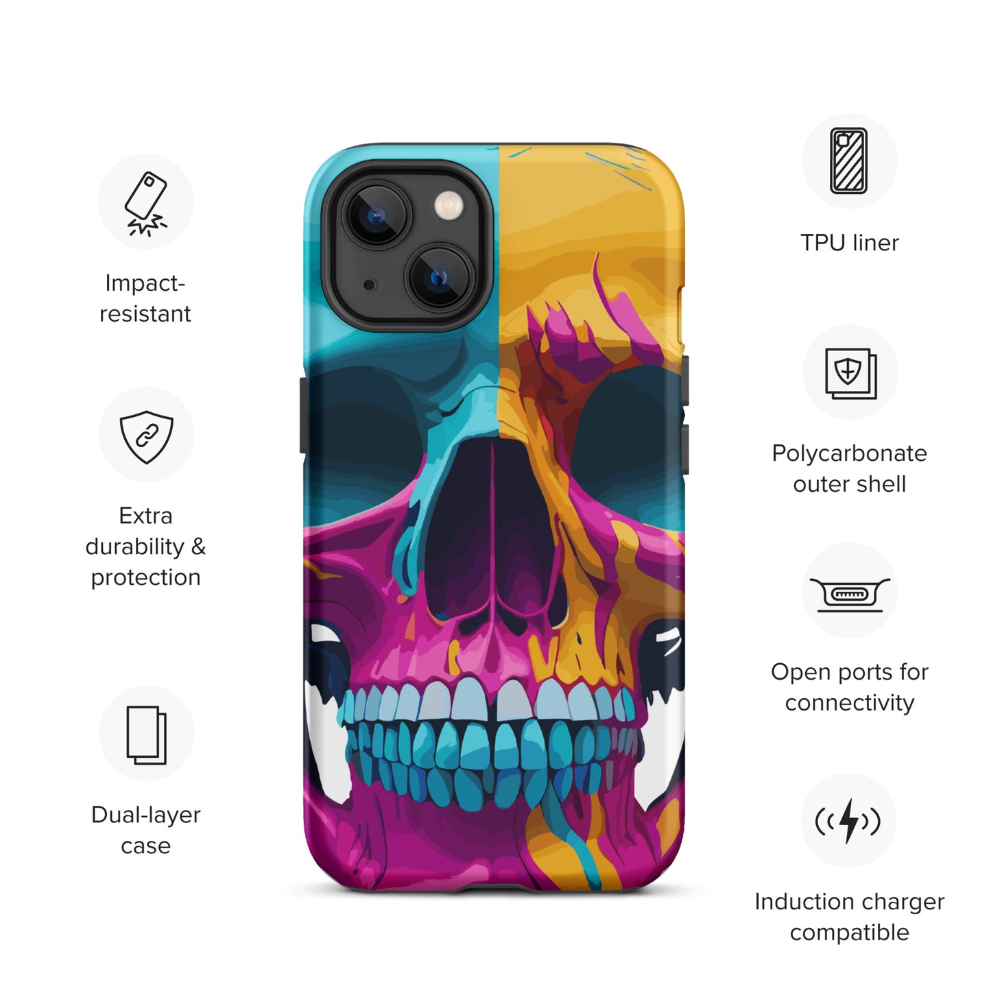 colorful skull iphone case