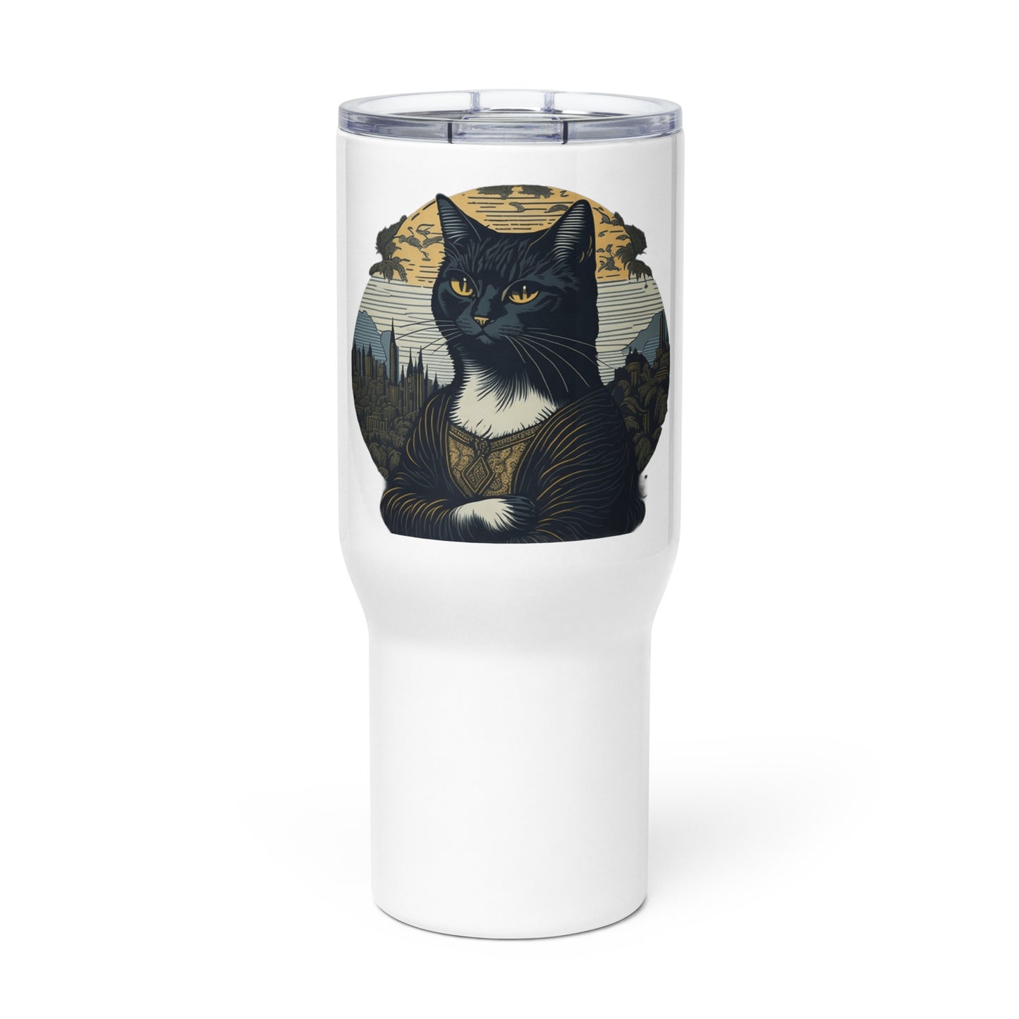 Mona Lisa Cat Travel Mug
