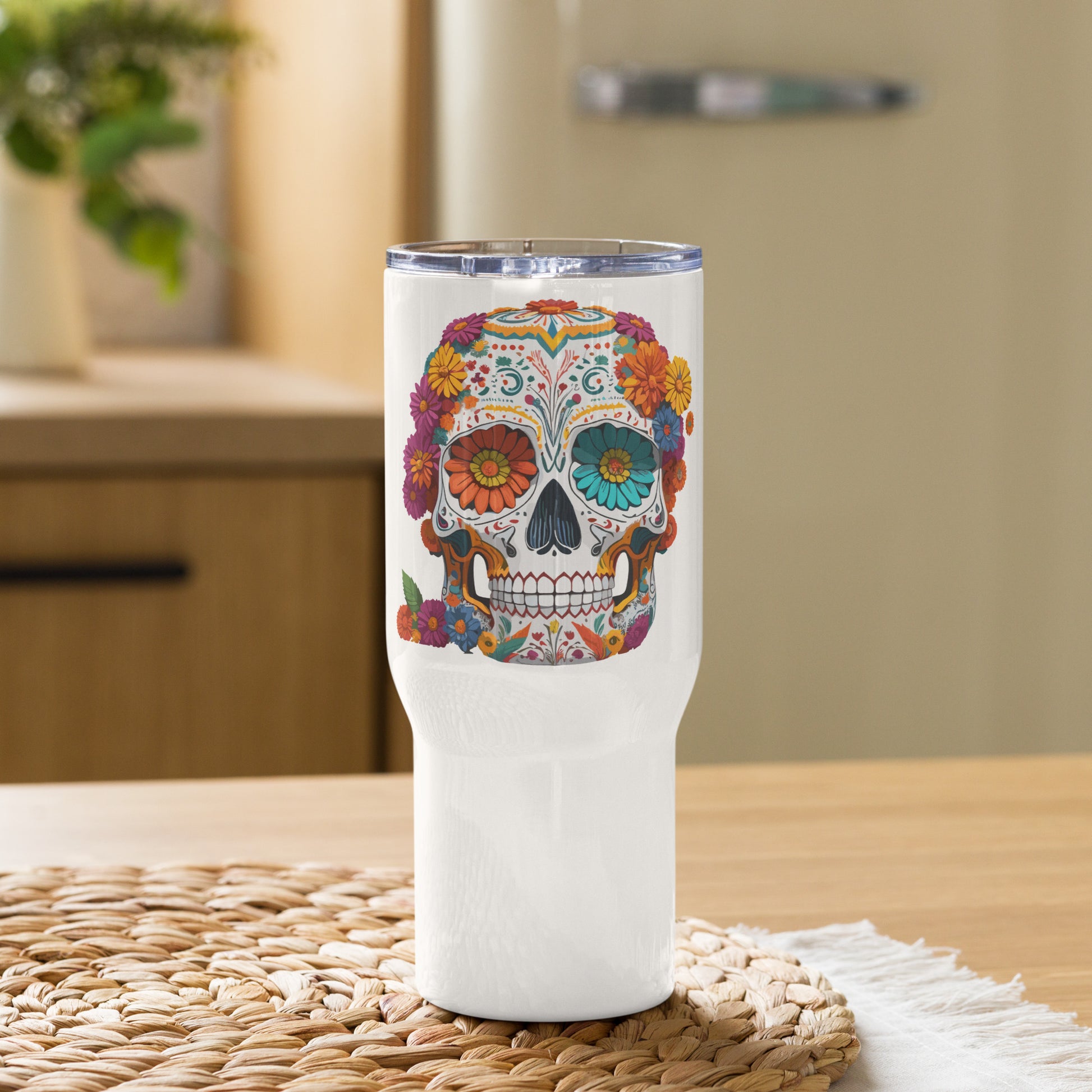 Day of the Dead Travel Mug with a Handle