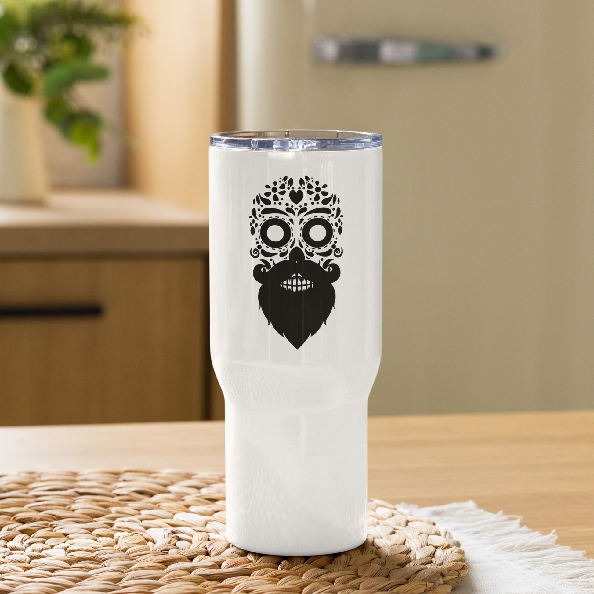 Bearded Sugar Skull Travel Mug