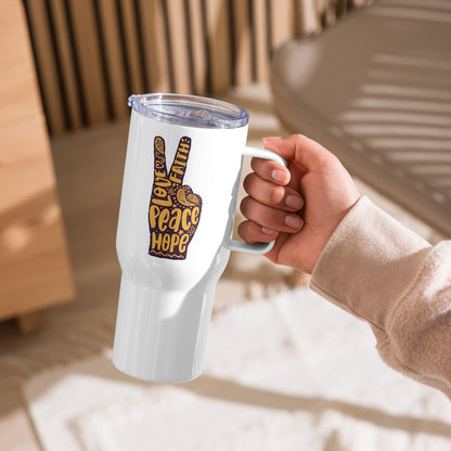 Love, Faith, Hope, Peace Travel Mug