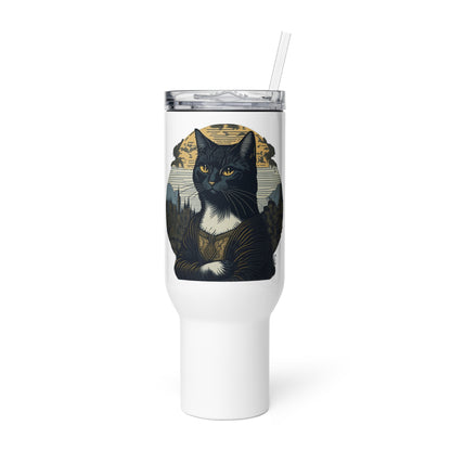 Mona Lisa Cat Travel Mugs