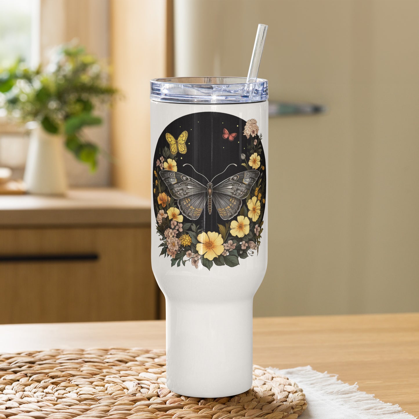 Butterfly & Flowers Travel Mug