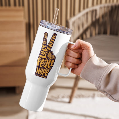love peace hope travel mug