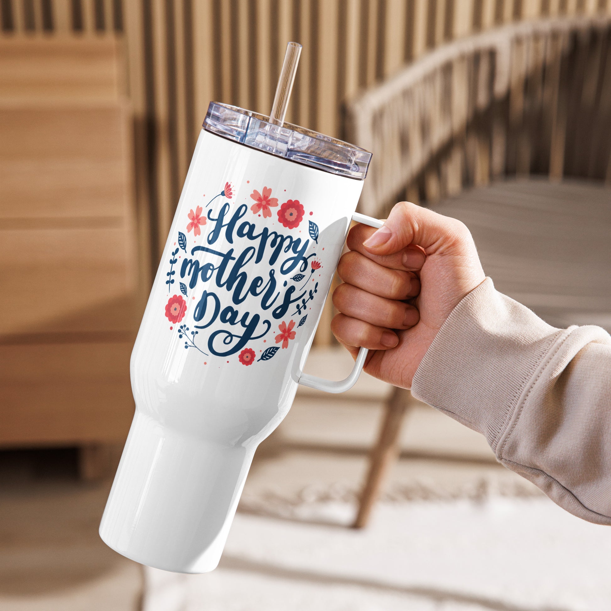 Happy Mother's Day Travel Mug with a Handle