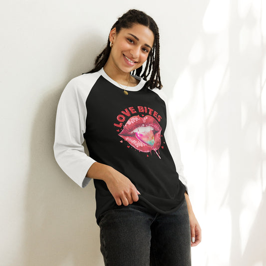 Love Bites Sexy Lips Raglan Ladies Shirt