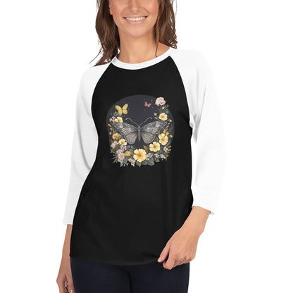 Butterflies & Flowers Ladies Raglan Shirt
