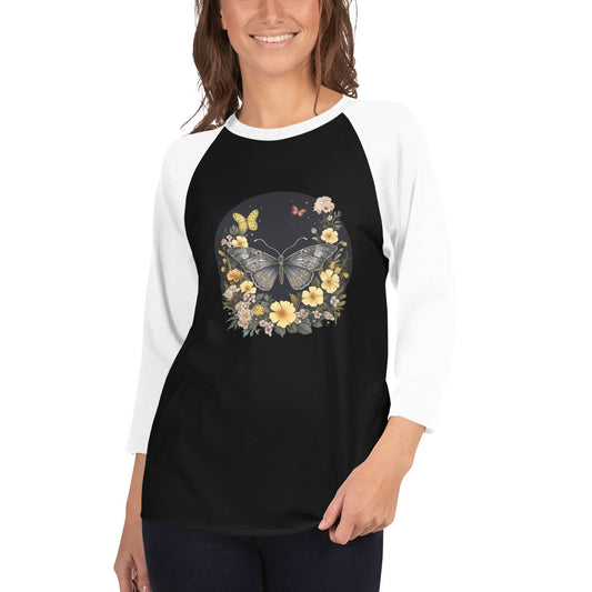 Butterflies & Flowers Ladies Raglan Shirt