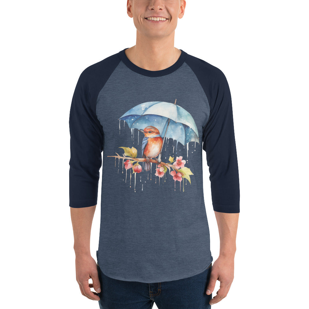 Baby Bird with Umbrella Unisex Raglan Shirt