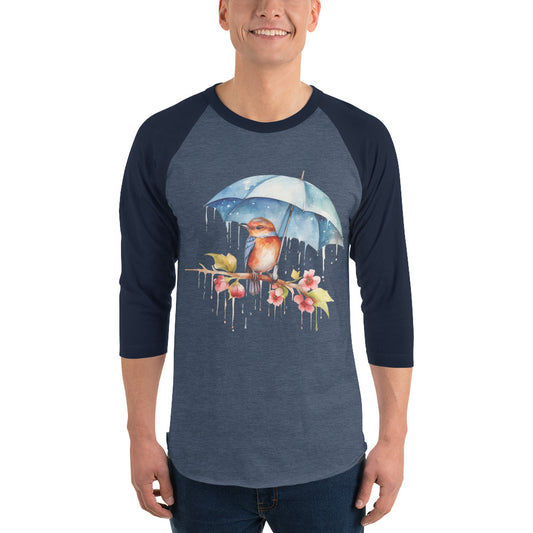 Baby Bird with Umbrella Unisex Raglan Shirt