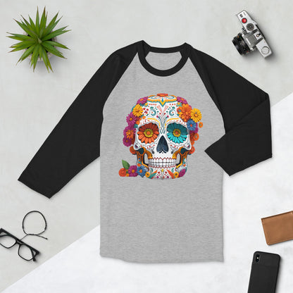 Sugar Skull raglan baseball shirt