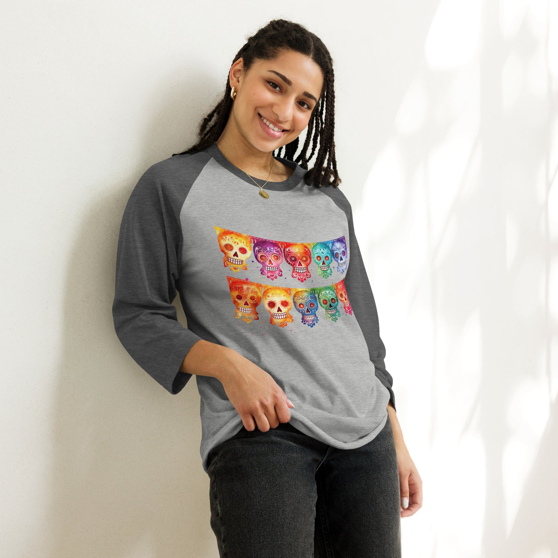sugar skull banner baseball shirt