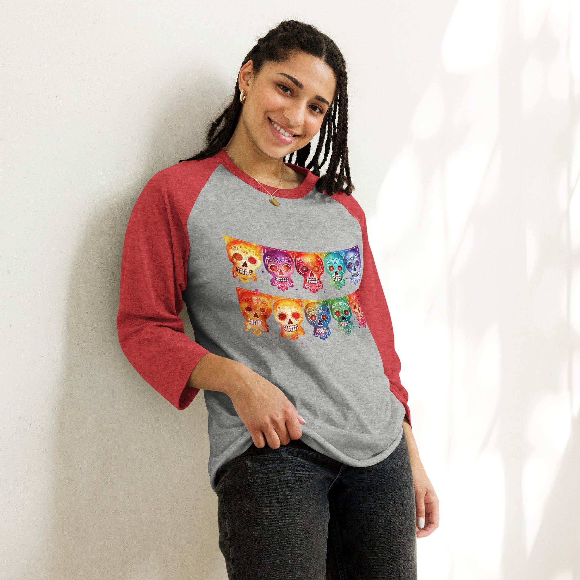 sugar skull banner raglan shirt
