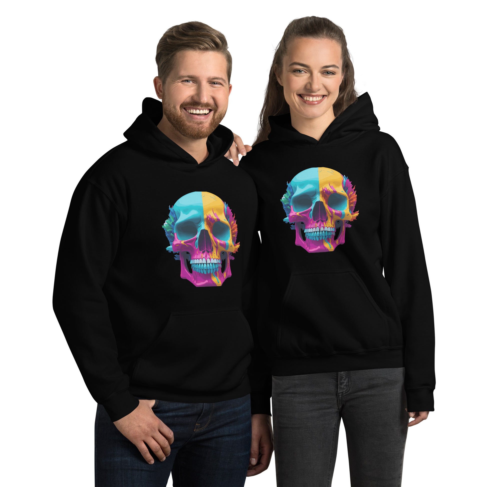 lsd color skull hoodie
