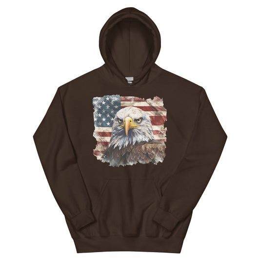 American Bald Eagle & USA Flag Ladies Hoodie