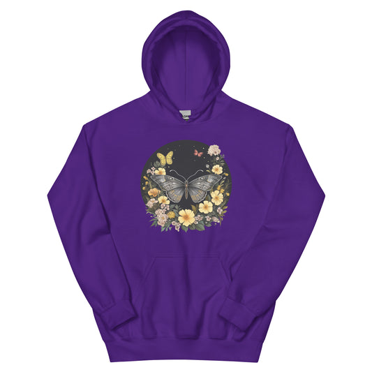 butterflies flowers ladies hoodie