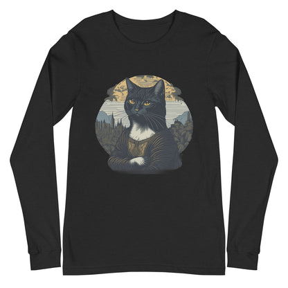 Cat Mona Lisa Ladies Long Sleeve Shirt