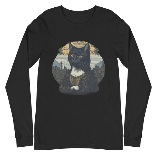 Cat Mona Lisa Ladies Long Sleeve Shirt