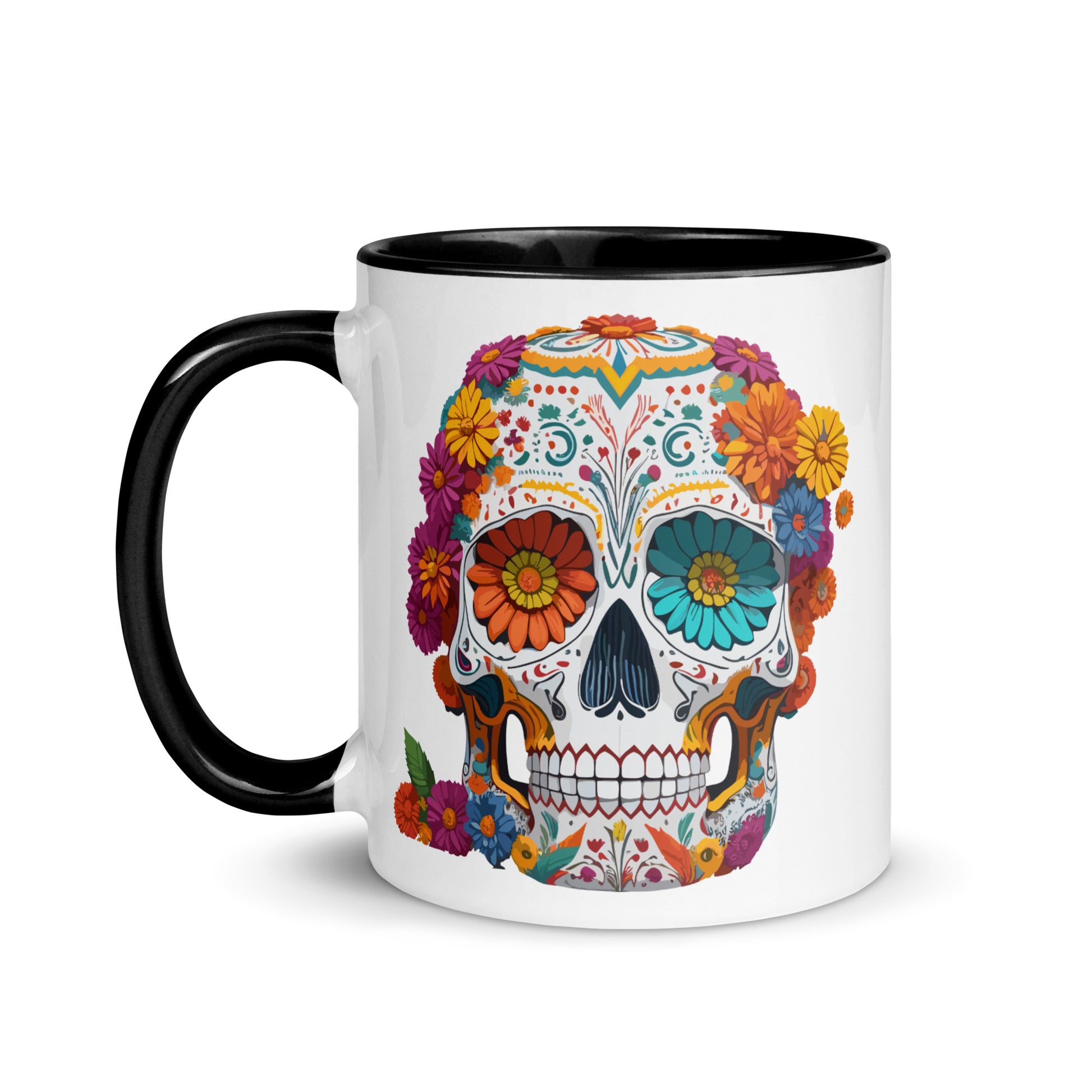 Mexican Floral Skull Colored Coffee Mug