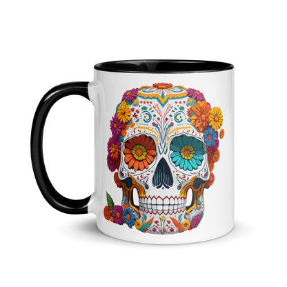 Mexican Floral Skull Colored Coffee Mug