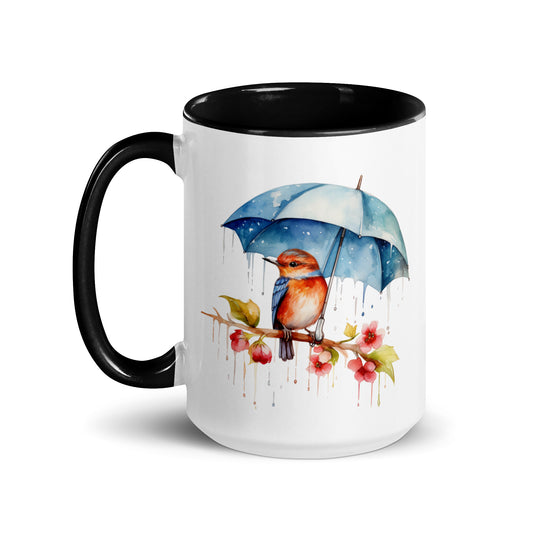 Bird with an Umbrella Coffee Mug with Color