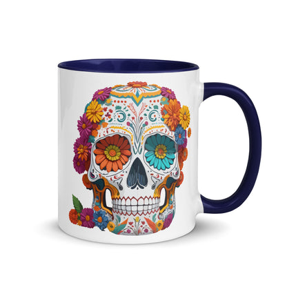 Mexican Floral Skull Colored Coffee Mugs