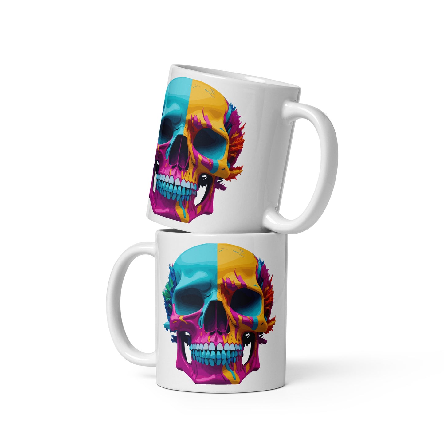 colorful skull coffee mug