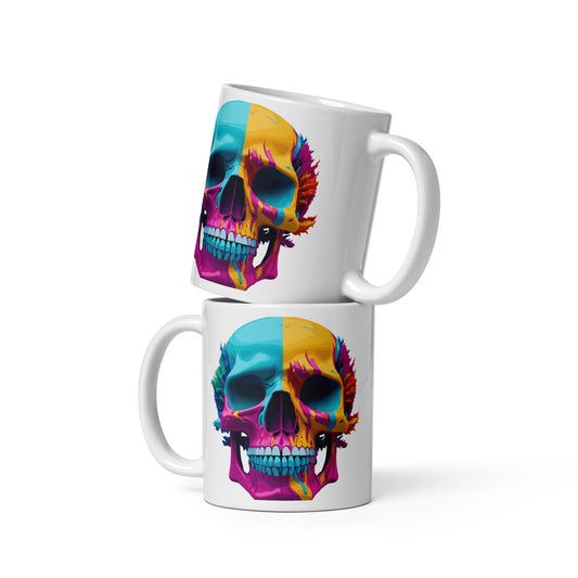 colorful skull coffee mug