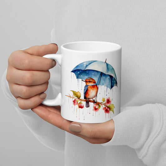 bird in the rain coffee cup