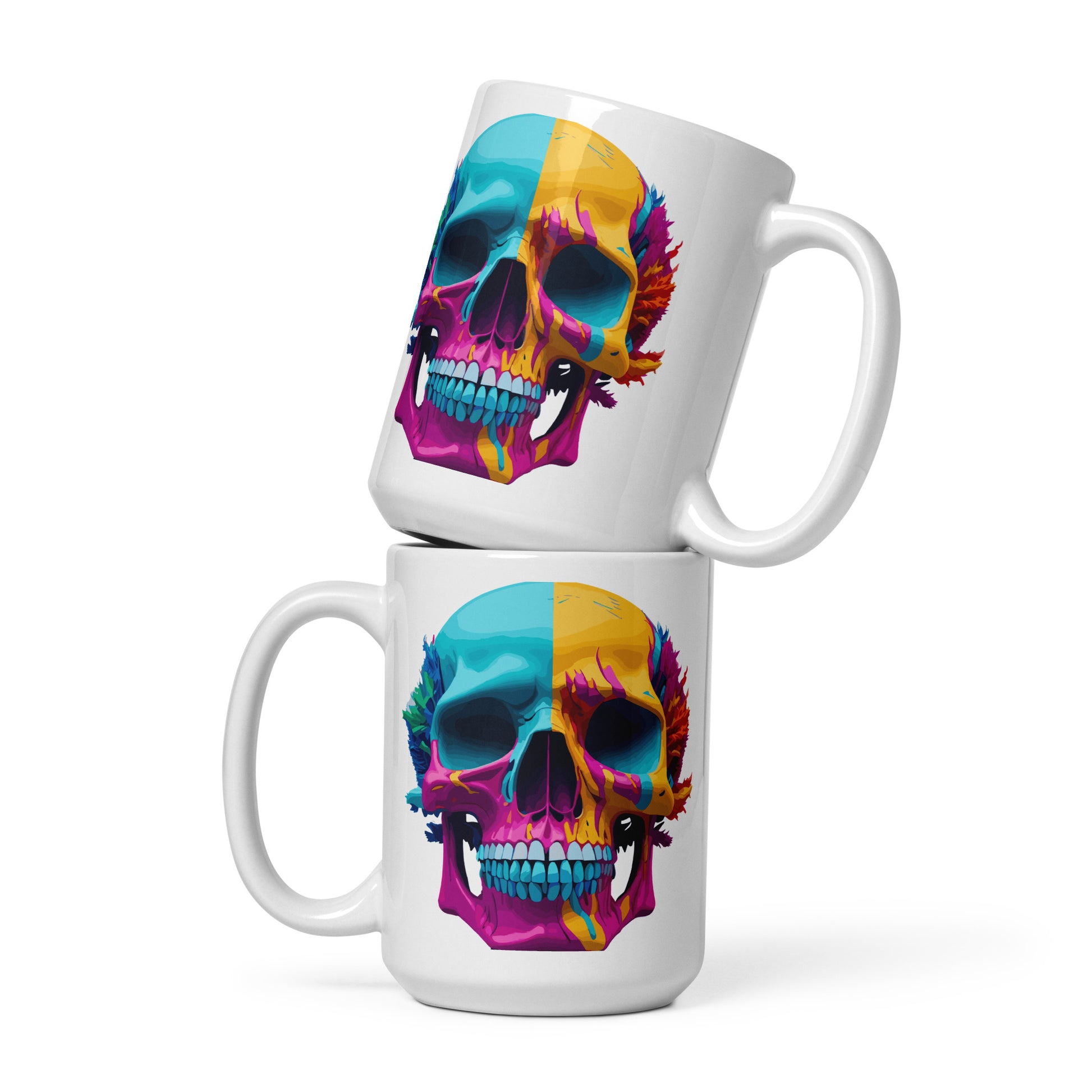 colorful skull coffee cup