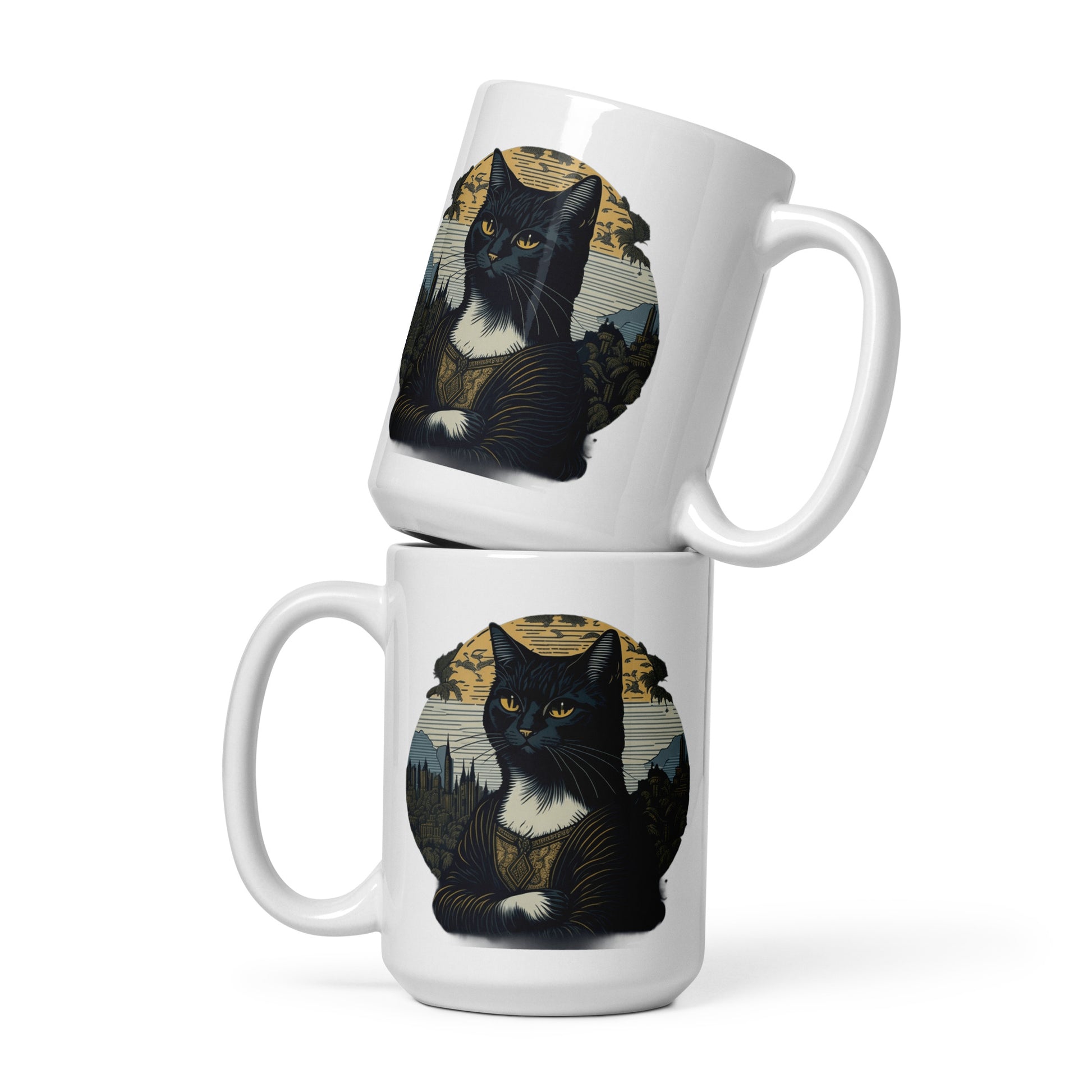 Cat Mona Lisa Coffee Cups