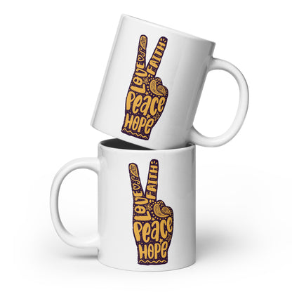 Love Faith Hope Peace Sign Coffee mugs
