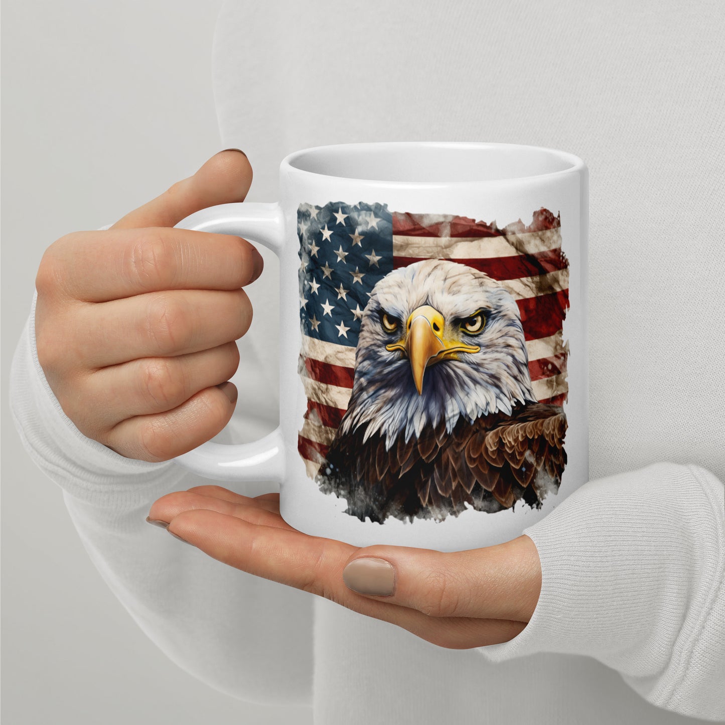 American Bald Eagle & USA Flag Coffee Cup