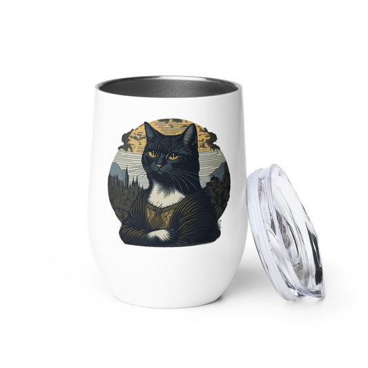 Mona Lisa Cat Wine Tumbler
