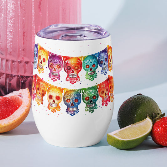 Mexican Fiesta Banner Wine Tumbler