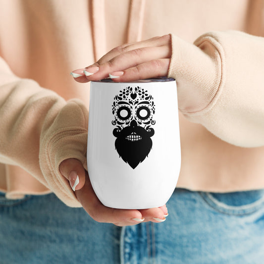 Bearded Sugar Skull Wine Tumbler