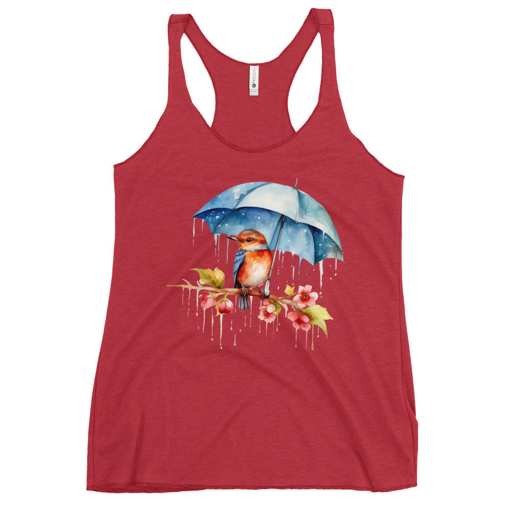 Bird with Umbrella Racerback Tank Top